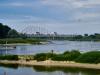 Niedrigwasser 2015, Blick auf die Elbebrücke